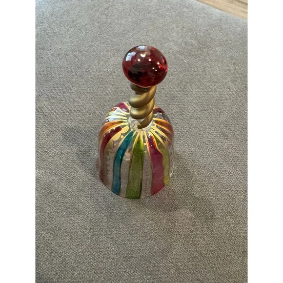 Festive Stripes Glass Bell - Pier 1 Imports - Picture 3 of 7